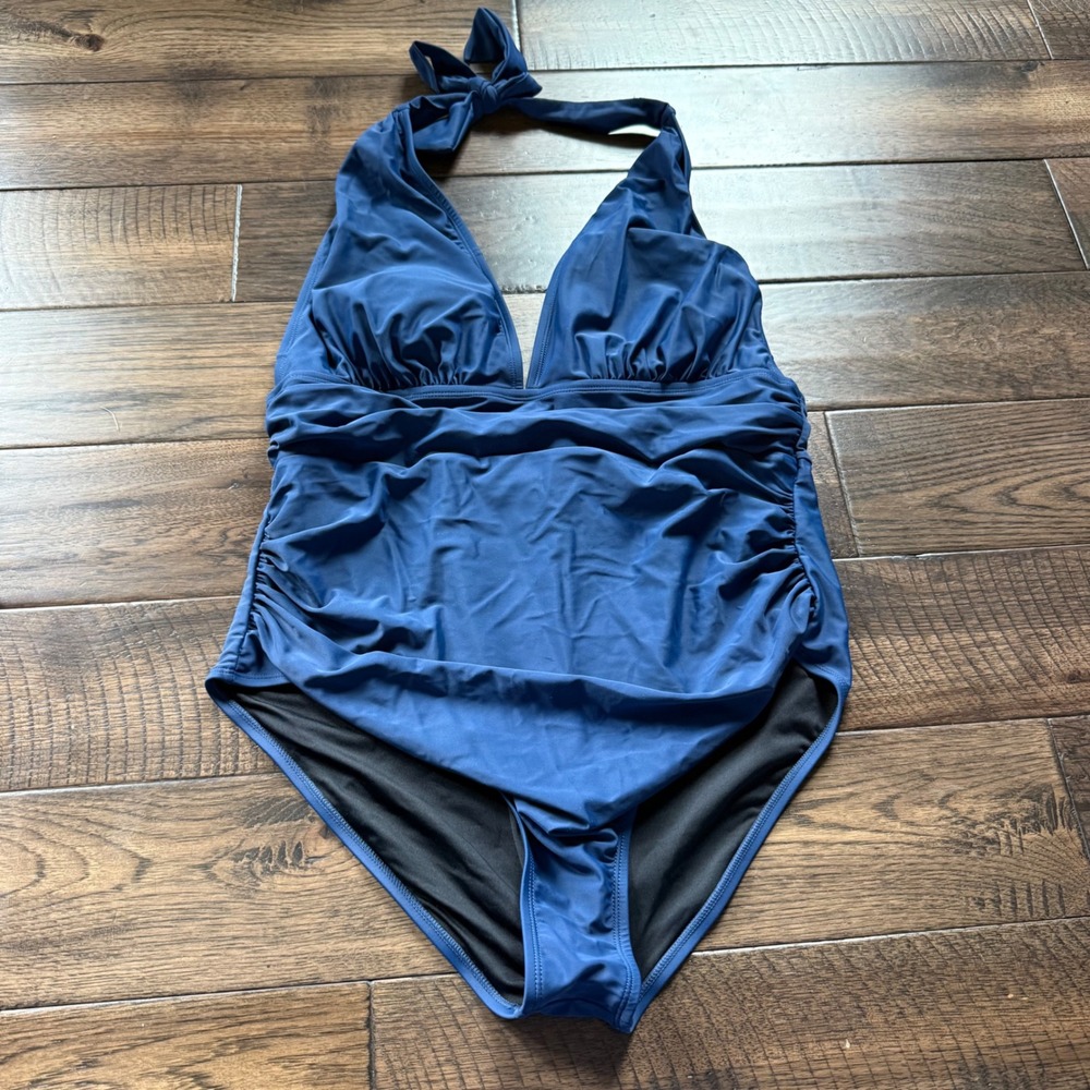 Cupshe Navy Blue Halter One-Piece Swimsuit